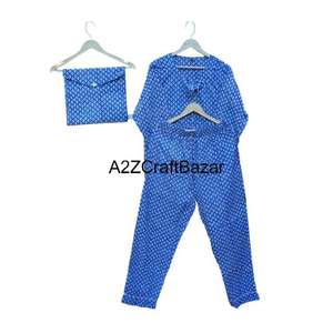 Ensemble de pyjama fait main, robe de nuit florale d'été avec col rond doux, pyjama pour demoiselles d'honneur, 100% coton pur - Product Image 5