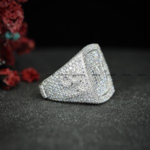Anillo de Hip Hop con Logotipo de Letra Personalizado, con Incrustaciones de Moissanita, Pasa el Test de Diamantes, Plata de Ley 925, Joyería Fina para Hombre, por Phoenix Enterprise - Product Image 5