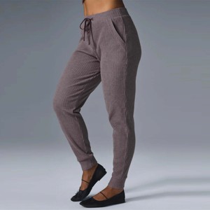 <b>Womens</b> Ribbed Jogger Pants with Pockets High-Waisted Stretchable Joggers with Elastic Waist and Ribbed Texture - Product Image 4