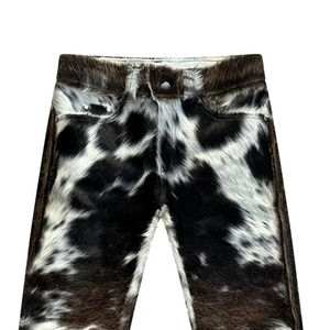 Pantalon d'hiver décontracté pour femme en cuir de vachette fait main, taille basse, devant plat, coupe droite, élégant, méthode de tissage non tissé en cuir de vachette - Product Image 2