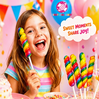Sucettes Arc-en-ciel Faits Main en Gros, Halal, pour Enfants, Saveurs Fruitées Mixtes, Bonbons Durs en Spirale pour Fêtes Amusantes