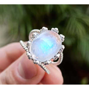 Rainbow Moonstone 925 Sterling Silver Handmade <b>Statement</b> <b>Ring</b> Boho Hippie Style Women's Gift Licensed Private Brand - Product Image 6