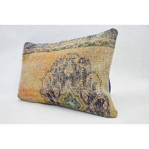 Coussin Kantha en patchwork de laine multicolore 16x24 pouces Coussin décoratif tissé avec motif vintage - Product Image 3