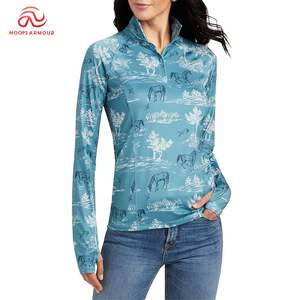 Col montant enfants équitation couches de base vêtements équestres manches longues chemise enfant équitation imprimé Logo hauts pour les filles - Product Image 1