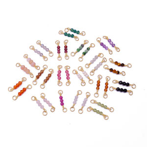 Améthyste verte perlée connecteur de pierres précieuses Double boucle d'oreille faisant bricolage trouver des bijoux personnalisés or mode pendentifs breloques - Product Image 4