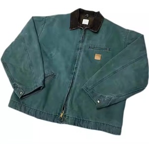 Luxury Streetwear Jacket Heavy Canvas Custom logo <b>Cotton</b> Blank Zip up Vintage Work Jacket for Men - Product Image 4