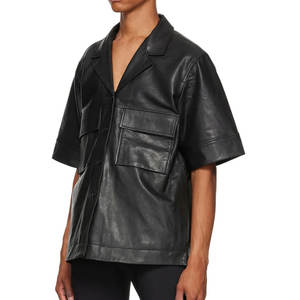 Chemises décontractées de haute qualité pour hommes en cuir véritable avec logo personnalisé Matériau respirant et à séchage rapide - Product Image 5