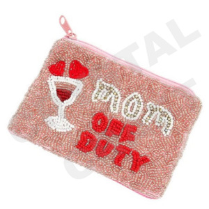 Love Lucky Design Customized Seed <b>Beaded</b> Coin Pouch Wallet Beautiful Coin Purse with Fashionable Accessory Features - Product Image 2