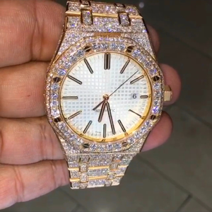 Montre de luxe de qualité supérieure avec diamants VVS et moissanite, entièrement sertie, forme carrée, bracelet en acier inoxydable, mouvement Miyota, bijoux de mode - Product Image 3