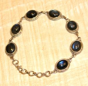 Rudra Gems Unisex 925 Silver Wedding Party Anniversary Gift Labradorite Bohemia Style Religious <b>Inspired</b> Buddhism Fashion Bangle - Product Image 6