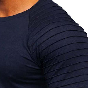 Camisetas de Algodón Ajustadas para Hombre, Color Azul Marino, Estilo Urbano, Cuello Redondo, Manga Corta, Ropa de Verano, Transpirable y Cómoda - Product Image 4