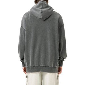 Streetwear OEM Pull à capuche vintage surdimensionné pour homme avec impression lavée à l'acide Coton mélangé lourd personnalisé - Product Image 5