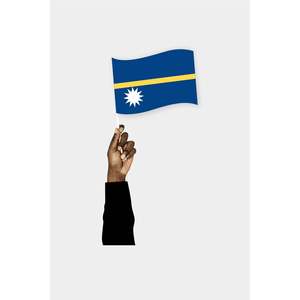 Drapeau à main personnalisé avec logo Nauru pour événements en plein air - Product Image 1