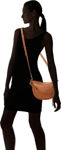 Bolso de Hombro de Media Luna de Cuero Genuino para Mujer, Cierre Clásico con Solapa, Bolso de Mano Duradero para Uso Diario, Color Bronceado, Correa Única - Product Image 2