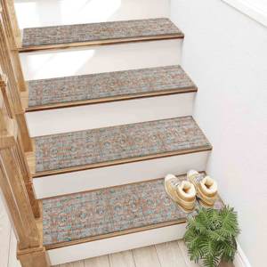 พรมปูพื้นลายโบโฮสีส้มสไตล์ชาติพันธุ์ สำหรับขั้นบันได ลายพิมพ์กันลื่นทันสมัย - Product Image 3