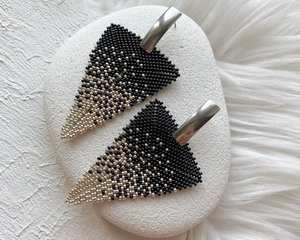 Modern Glass <b>Beads</b> & Resin Earrings with Turquoise Design and Cascading <b>Fringe</b> Unique Jewelry Gift by MS Handicraft - Product Image 2