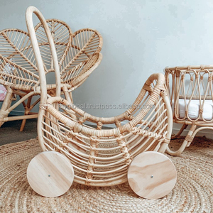 รถเข็นหวายธรรมชาติสำหรับตกแต่งบ้าน,รถเข็นตุ๊กตาเด็กรถเข็นหวายสำหรับเทศกาลคริสต์มาส - Product Image 3