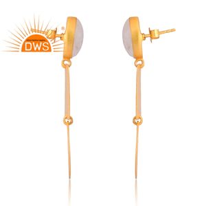 ต่างหูพลอยอัญมณีสีเงิน925 18K ดีไซน์ใหม่ชุบสีทองและสีรุ้งประดับดวงจันทร์ดีไซน์แบบธรรมชาติ - Product Image 4