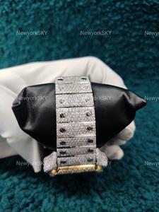 Customizable Men's Handmade <b>Wrist</b> Watch Fully Moissanite Diamond Iced Out Hip Hop Style Unique Design with Stainless Steel <b>Band</b> - Product Image 5