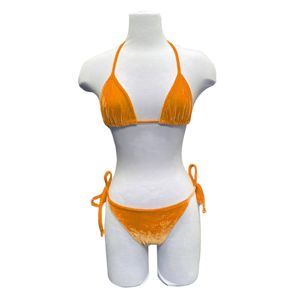 Conjunto de traje de baño de dos piezas personalizado al por mayor, bikini sexy para chicas con nuevo diseño de traje de baño de terciopelo, patrón de Letras a precio de fábrica - Product Image 5