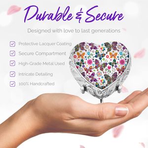 Urna de recuerdo de corazón de mariposa para cenizas humanas-Urna pequeña multicolor con soporte y caja-Urna de mariposa para cenizas-Honor Your - Product Image 4