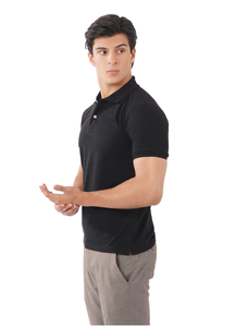 Design de mode confortable pour polo Plus Size Tissu tricoté respirant Top vente Couleur unie Noir - Product Image 3