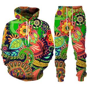 Conjunto Deportivo de 2 Piezas con Estampado 3D de Flores de Cachemira Coloridas, Sudadera con Capucha y Pantalones para Hombre/Mujer, Ropa Deportiva con Logotipo, Conjunto de Moda para Parejas - Product Image 5