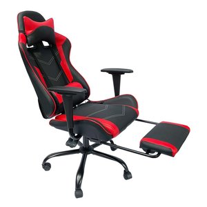 Silla de Juego Ergonómica Negra y Roja 7188 SFGC008, de Metal 4D, Cuero PU, Refrigerante, Extensible, Plegable, Giratoria, con Masaje, para Oficina - Product Image 1