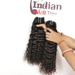 Non traité 100% cuticule alignée bouclés bruts naturels en gros faisceaux pas cher Machine Double trame vierge temple indien cheveux humains - Product Image 1