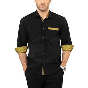 Camisas de vestir para hombre ajustadas de color sólido tejidas con cierre de botón cubierto al por mayor cantidad a granel MOQ bajo - Product Image 4