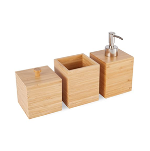 Juego de baño completo de madera con dispensador de jabón y champú de 3 piezas directo del proveedor doméstico - Product Image 3