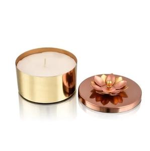 Pot de bougie en métal martelé en cuivre avec couvercle forme ronde pour la décoration de la maison et de l'éclairage de noël pot de bougie en fer - Product Image 4