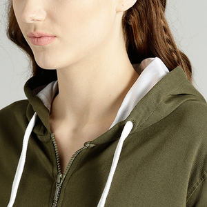 Sudaderas ecológicas con capucha para mujer, sudaderas con cremallera de cuarto de lana, diseño personalizado, logotipo frontal, venta al por mayor, técnicas de tinte de corbata, Invierno - Product Image 2