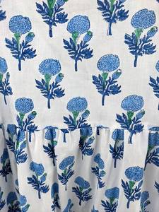 Robe en coton indien imprimé bloc à la main 100% robe longue en coton avec broderie florale tuniques à col carré - Product Image 3