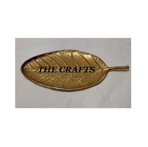 Plateau de service en feuille de la meilleure qualité fait à la main en aluminium en forme de feuille plateau de vanité plat en feuille à des prix abordables - Product Image 5