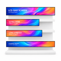 Layar LCD Bar Bentang 16,4 Inci Kustom, Signage Digital 4K untuk Tepi Rak, Layar Strip untuk Iklan di Supermarket Ritel