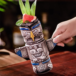 Diseño único Copas de cóctel Forma de loro Taza Tiki Helado hecho a mano Creamic Hawaiian Tiki Cup para Bar - Product Image 4