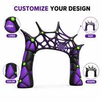 Arche gonflable personnalisée en forme de toile d'araignée, décoration d'événement d'Halloween, tunnel d'entrée lumineux à LED, accessoire de décoration d'événement commercial en extérieur