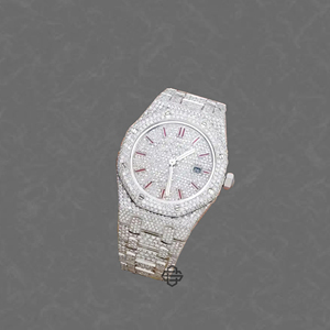 Reloj de cuarzo clásico de lujo para hombre, reloj de pulsera de acero inoxidable con moissanita helada - Product Image 4