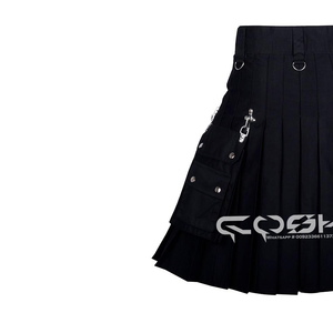 Kilt en coton personnalisé de haute qualité avec chaînes métalliques, mode alternative audacieuse, marque privée - Product Image 3