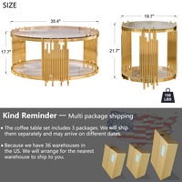 Mesa de Centro Redonda Moderna y Ecológica con Tapa de Metal y Vidrio, Muebles para Sala de Estar para Uso Doméstico M.R. ARTESANÍAS MR-1208