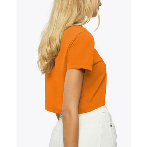 T-shirt court en coton décontracté pour femme Haut court orange confortable avec manches courtes Teint uni écologique pour l'été - Product Image 2