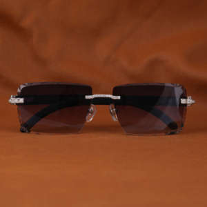 Unisex Designer Spectacles with Brown Shade Goggles Moissanite-Studded <b>Eyeglasses</b> Fashionable Alloy <b>Frame</b> for Everyday Wear - Product Image 1