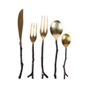 तांबा परिष्करण स्टेनलेस स्टील Flatware कटलरी सेट अनुकूलित आकार उपलब्ध चांदी के बर्तन पर थोक आपूर्तिकर्ता