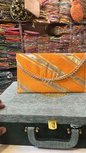 Sac à main à motif de Style Vintage pour femmes sac à main à bande dorée inclinée broderie doublure en soie fermeture à glissière en coton deux sangles-cadeau - Product Image 2