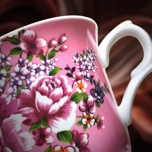 Tasse en céramique Shin Tai Yuan avec motif pivoine rose, impression par transfert d'eau, durable, lavable, vaisselle avec soucoupe - Product Image 4