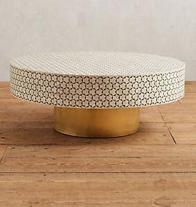 Mesa de centro de forma redonda moderna hecha a mano con incrustaciones de hueso Centro de mesa decorativo Último diseño Muebles con incrustaciones de hueso - Product Image 4