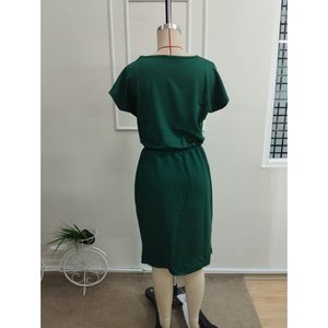 Women's Short-Sleeve Crew Neck Short <b>Viscose</b> Two-Thread <b>Dress</b>, 34211 - Green - Product Image 5