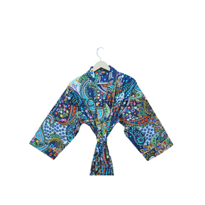 Robe de bain Style Kimono japonais pour femmes taille élastique vêtements de nuit en coton fleuri bloc imprimé motif de fleurs pour le printemps été - Product Image 6