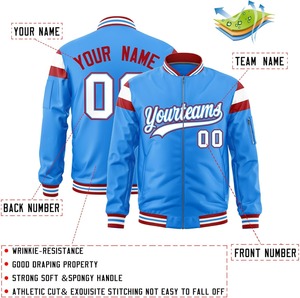 Veste universitaire personnalisée, fermeture éclair en satin, couleurs contrastées, rayures, bombardier surdimensionné Hip Hop Streetwear veste OEM pour hommes - Product Image 6